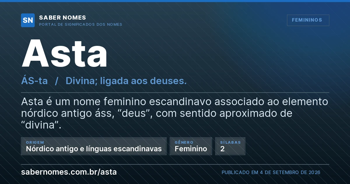 Imagem com o significado do nome Asta