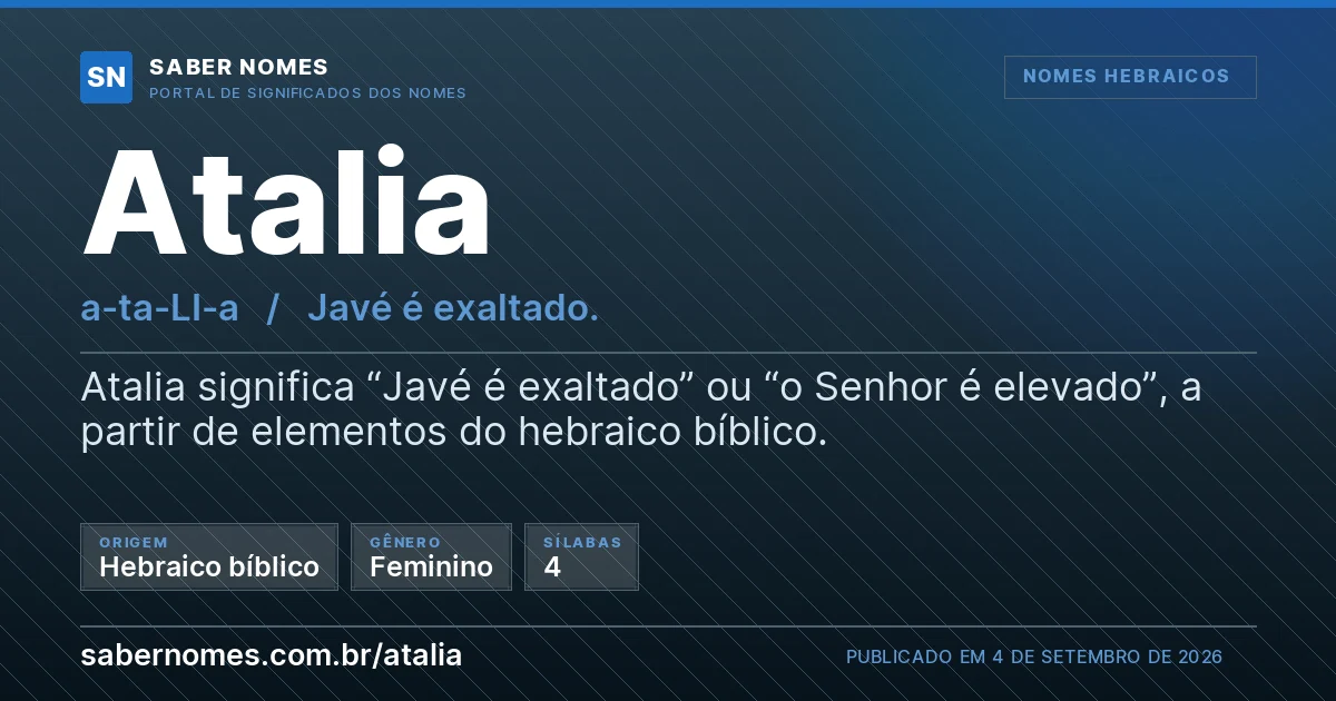 Imagem com o significado do nome Atalia