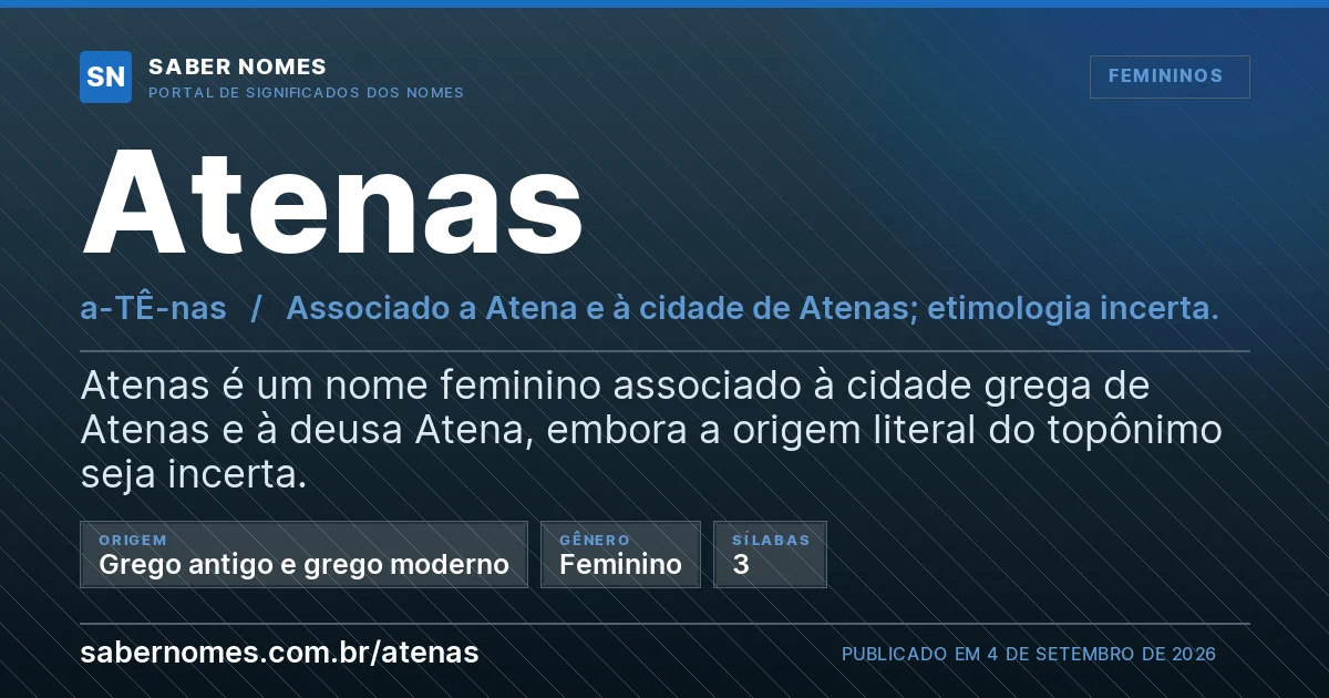Imagem com o significado do nome Atenas