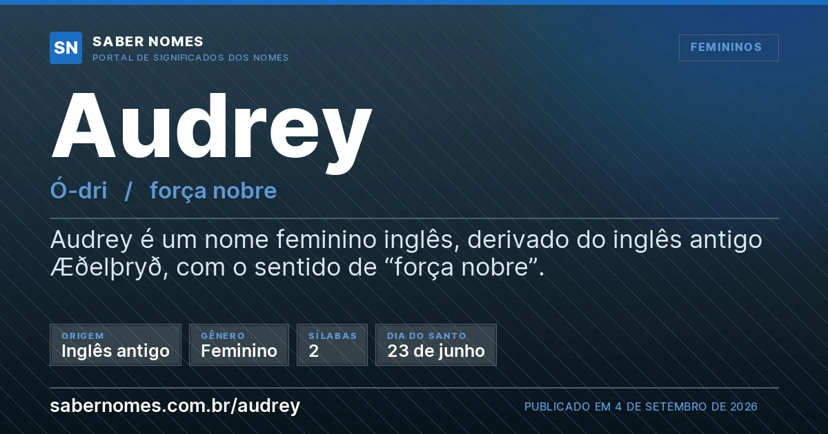 Imagem com o significado do nome Audrey