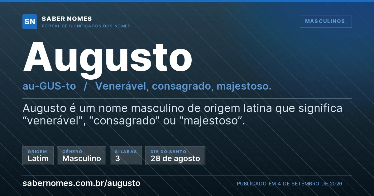 Imagem com o significado do nome Augusto