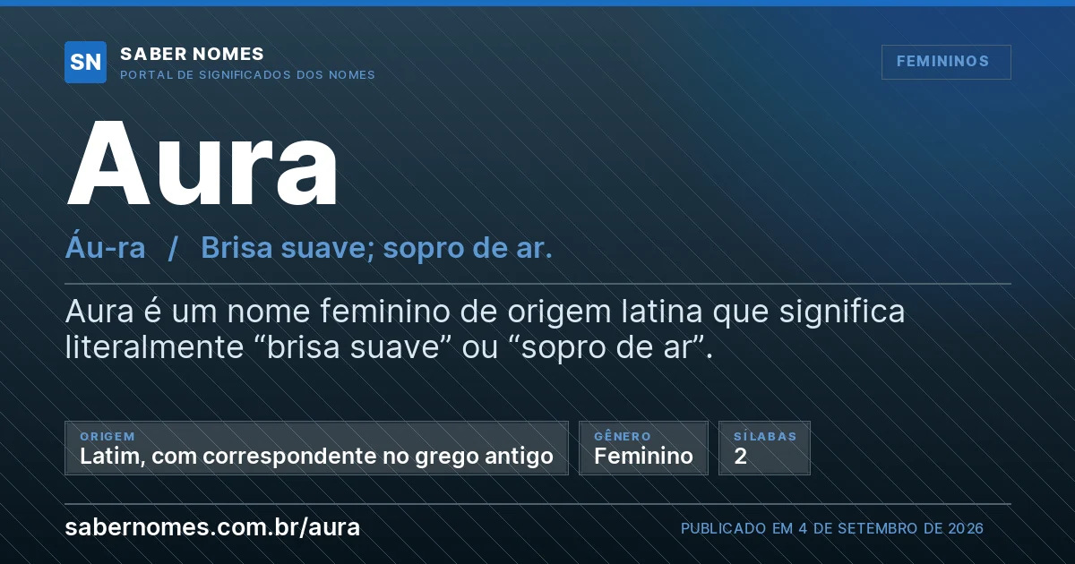 Imagem com o significado do nome Aura