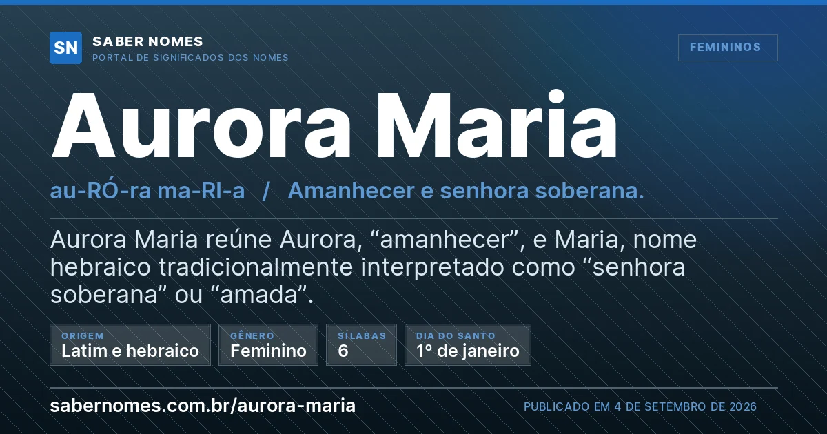 Imagem com o significado do nome Aurora Maria