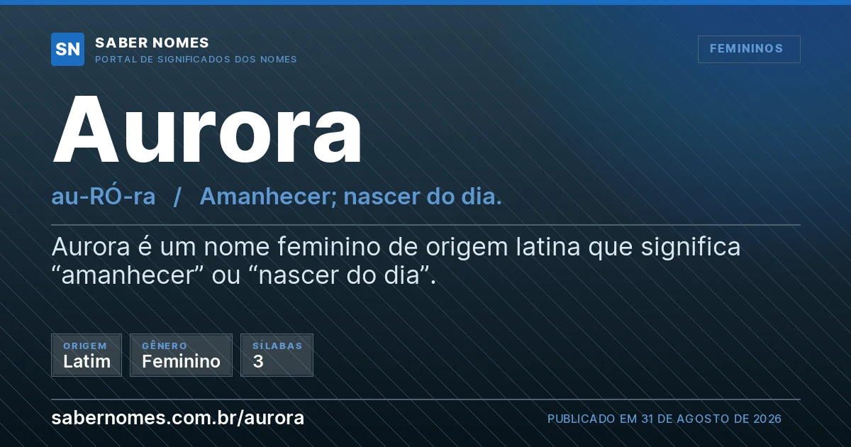 Imagem com o significado do nome Aurora