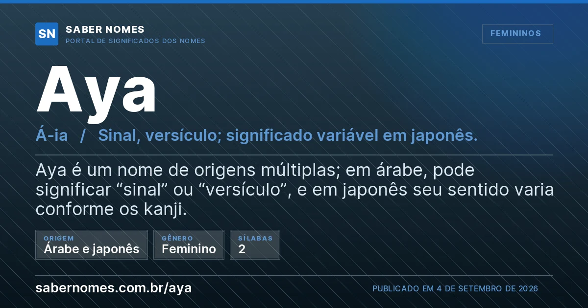 Imagem com o significado do nome Aya