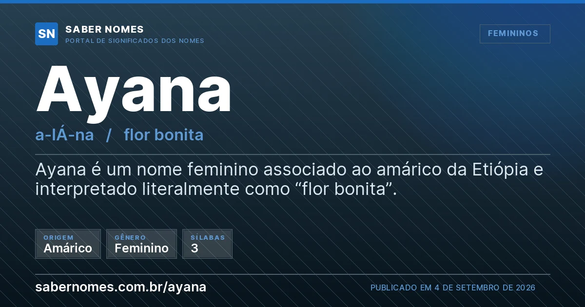 Imagem com o significado do nome Ayana