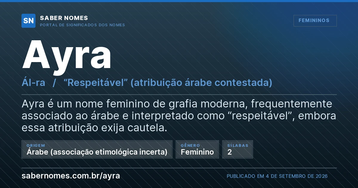 Imagem com o significado do nome Ayra
