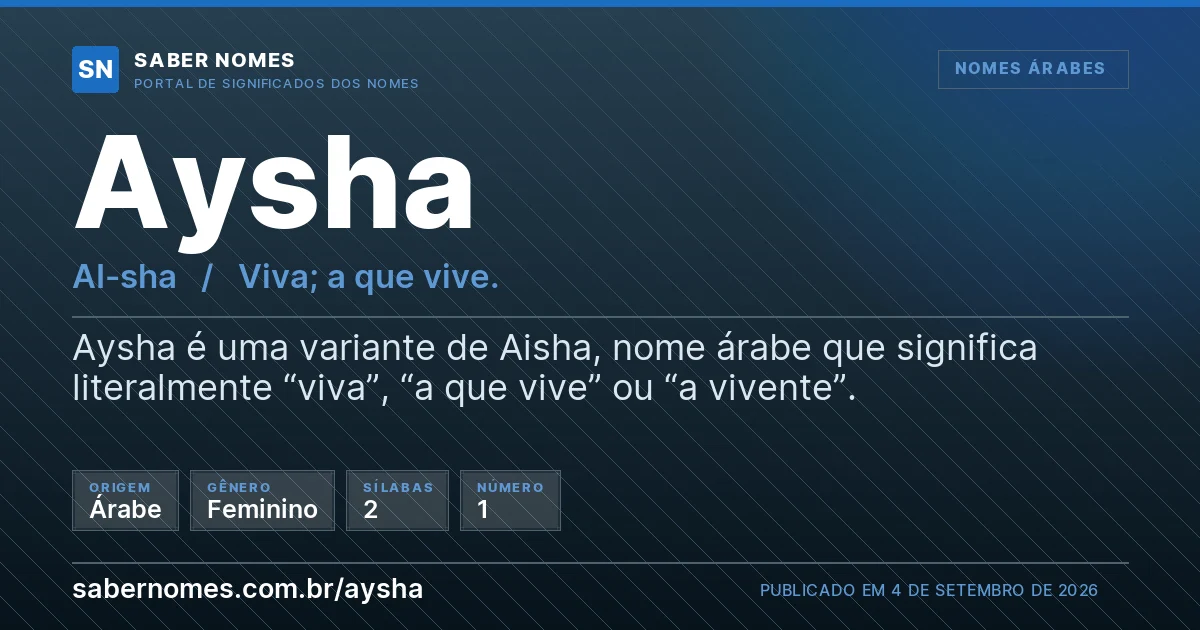 Imagem com o significado do nome Aysha