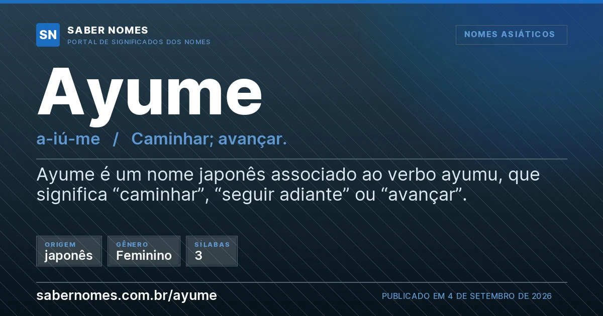 Imagem com o significado do nome Ayume