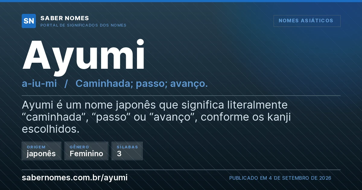 Imagem com o significado do nome Ayumi