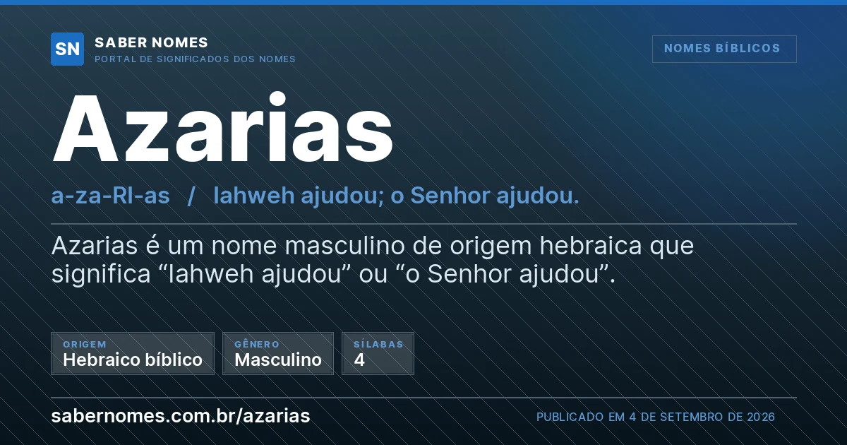 Imagem com o significado do nome Azarias