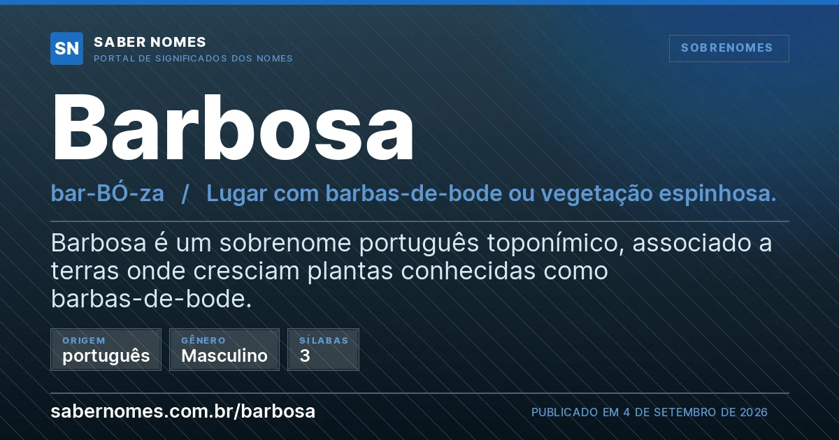Imagem com o significado do nome Barbosa