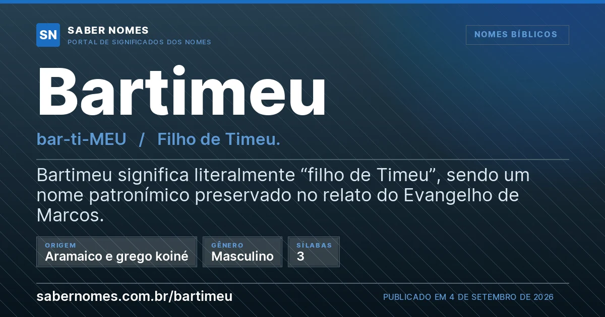 Imagem com o significado do nome Bartimeu