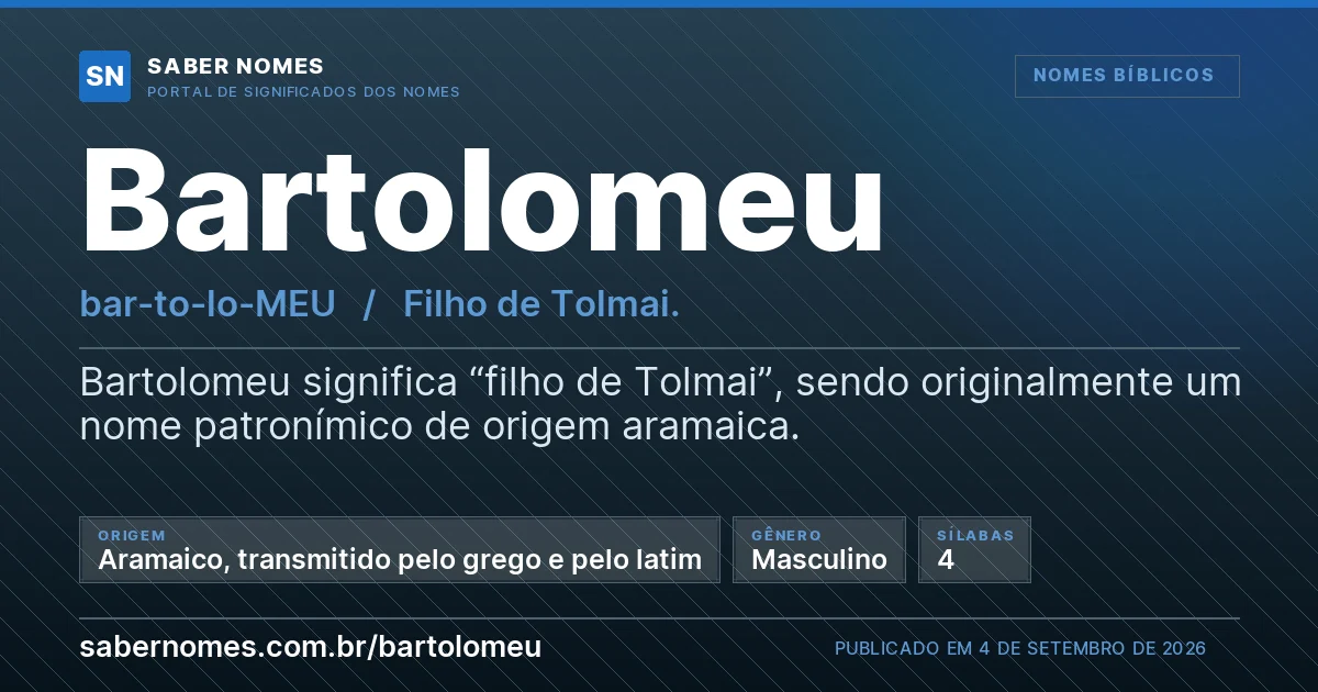 Imagem com o significado do nome Bartolomeu