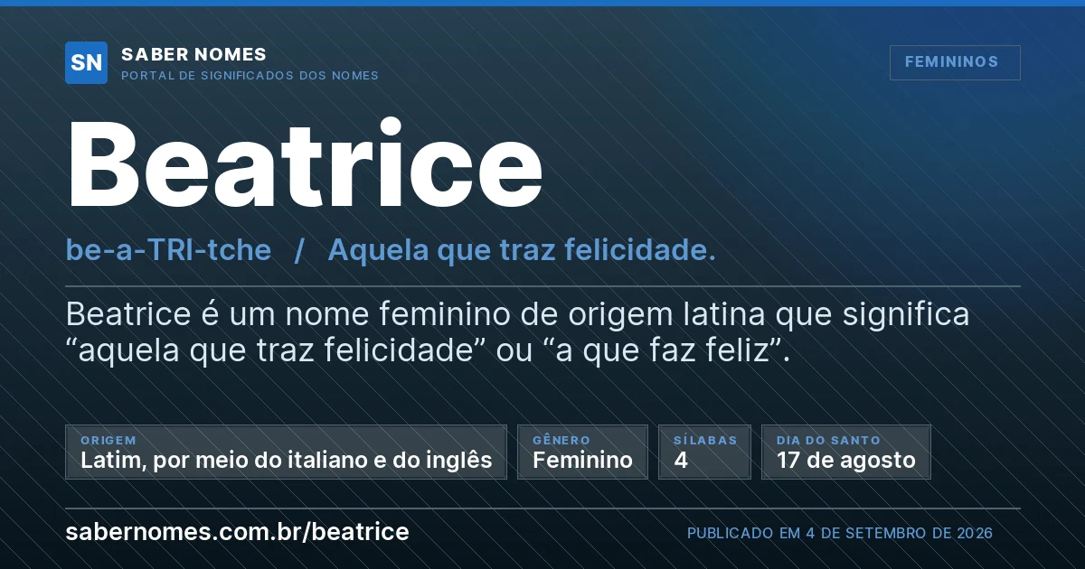 Imagem com o significado do nome Beatrice