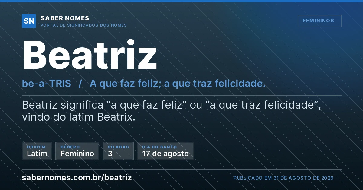 Imagem com o significado do nome Beatriz