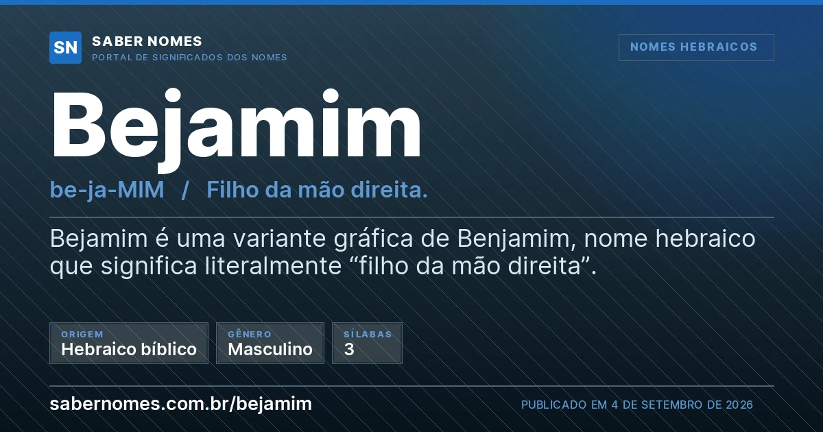 Imagem com o significado do nome Bejamim