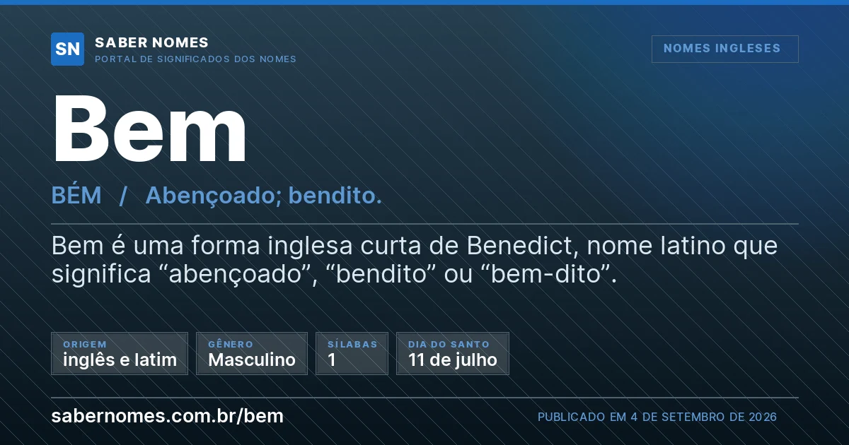 Imagem com o significado do nome Bem