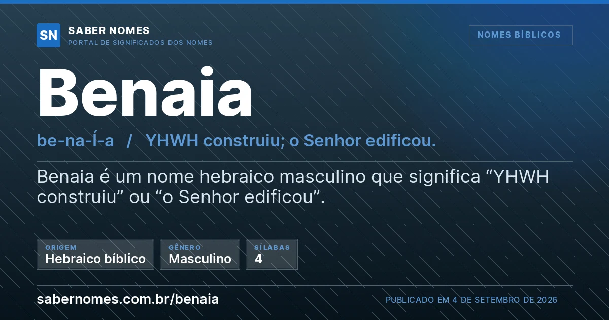 Imagem com o significado do nome Benaia