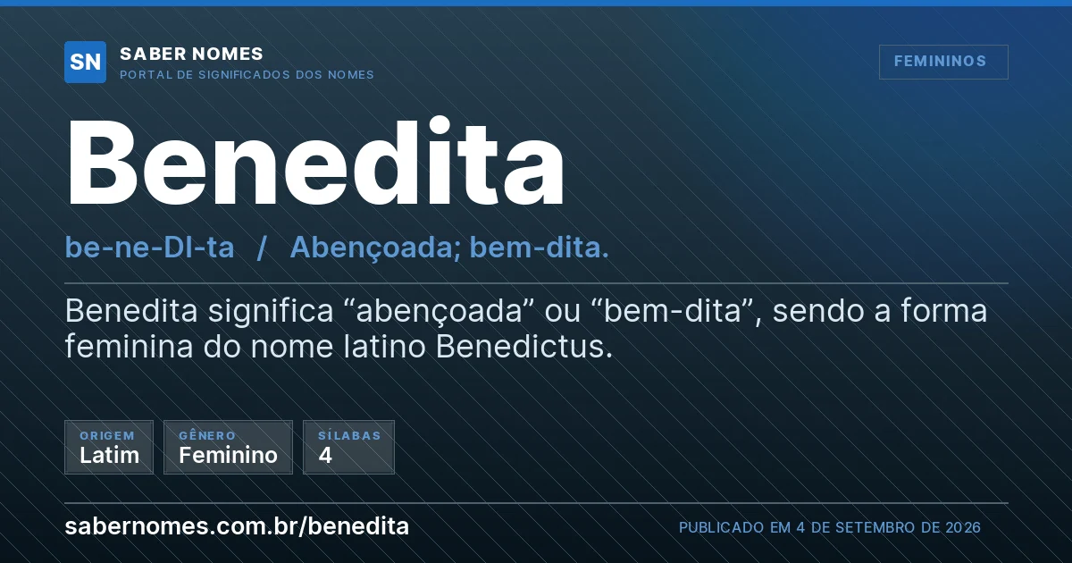 Imagem com o significado do nome Benedita