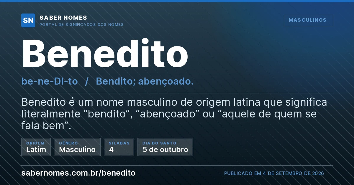 Imagem com o significado do nome Benedito