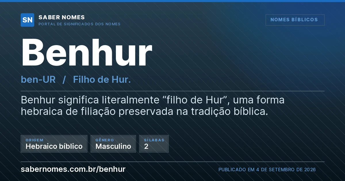 Imagem com o significado do nome Benhur