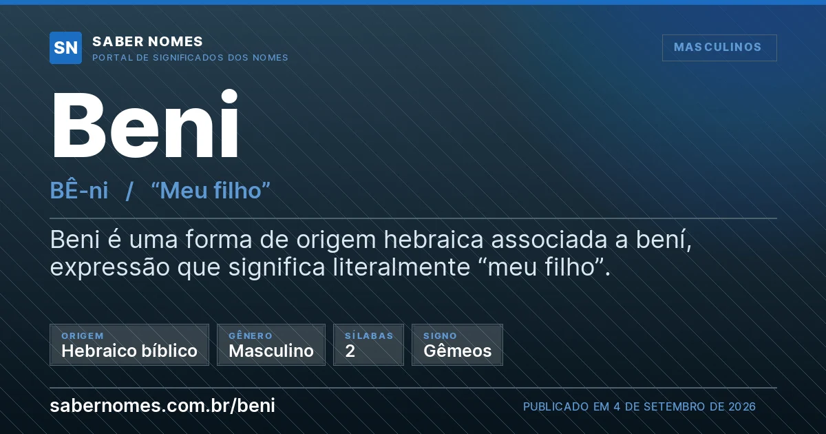 Imagem com o significado do nome Beni