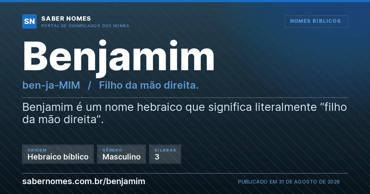 Imagem com o significado do nome Benjamim