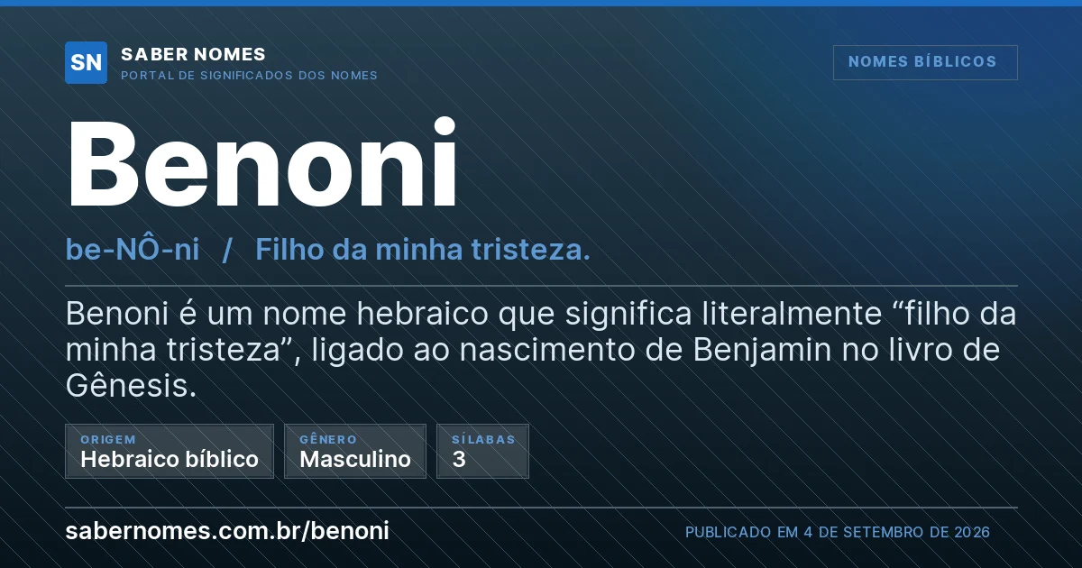 Imagem com o significado do nome Benoni