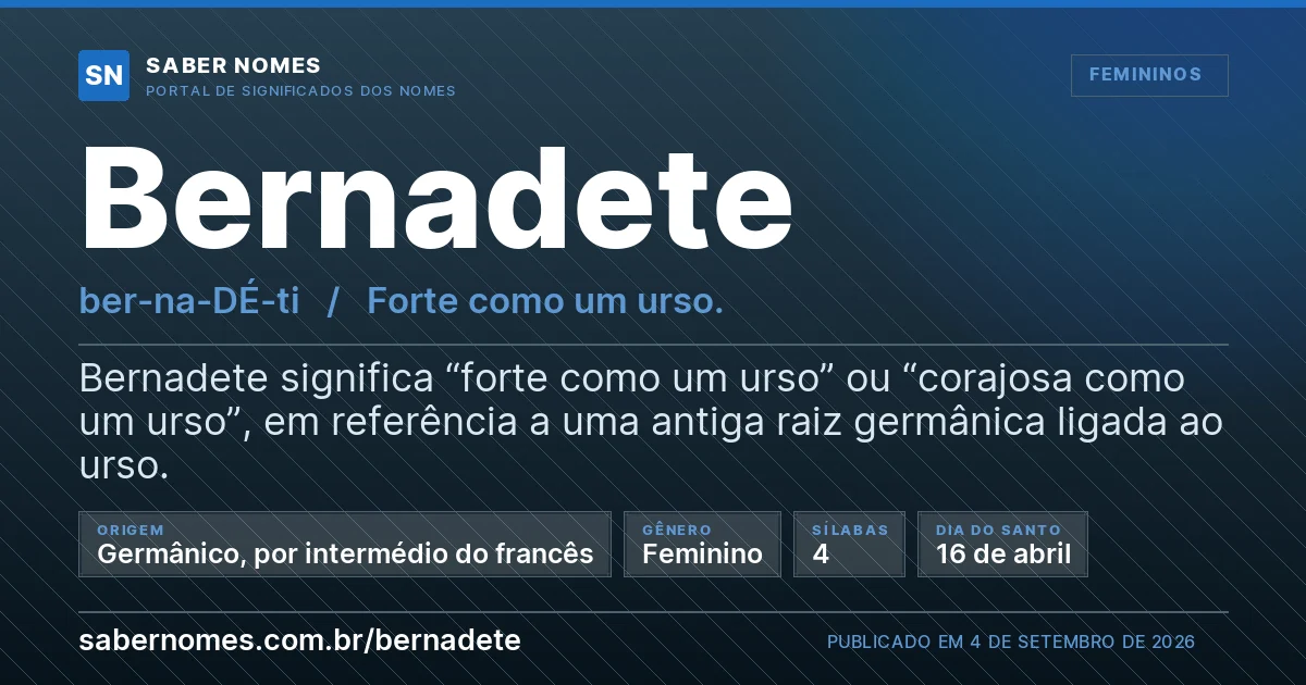 Imagem com o significado do nome Bernadete
