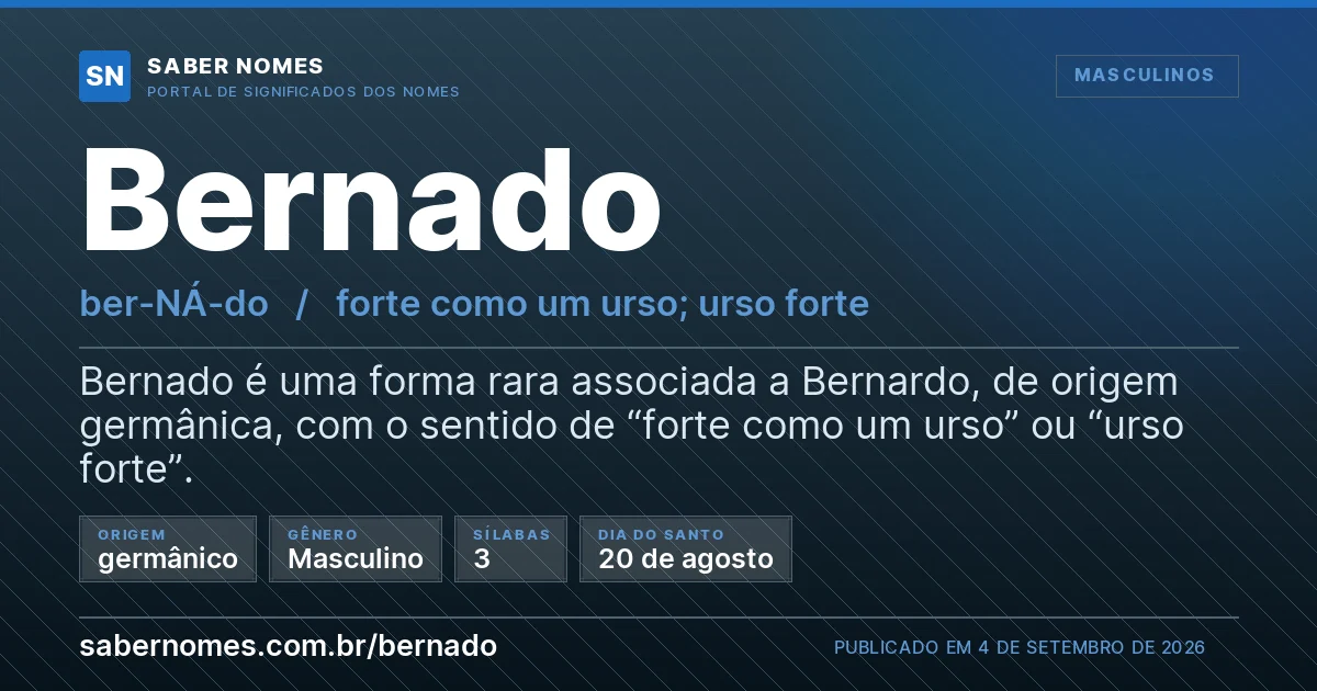 Imagem com o significado do nome Bernado