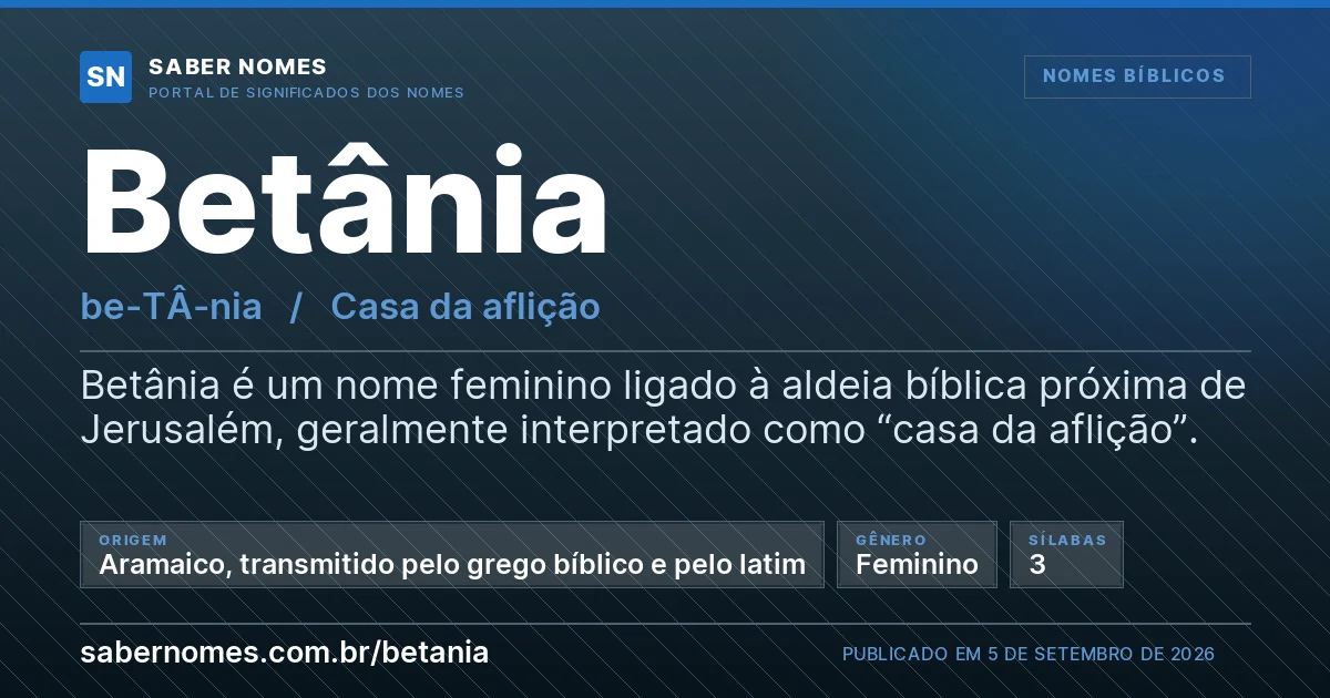 Imagem com o significado do nome Betânia