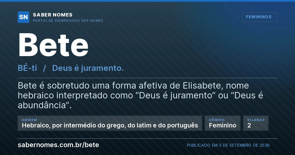 Imagem com o significado do nome Bete