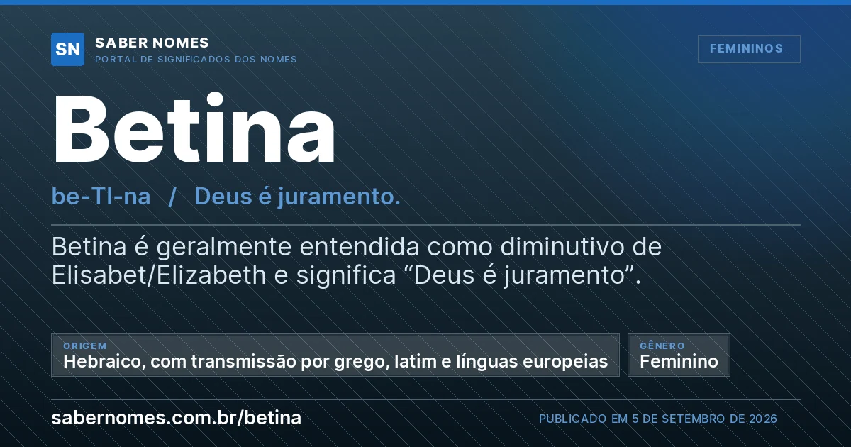 Imagem com o significado do nome Betina
