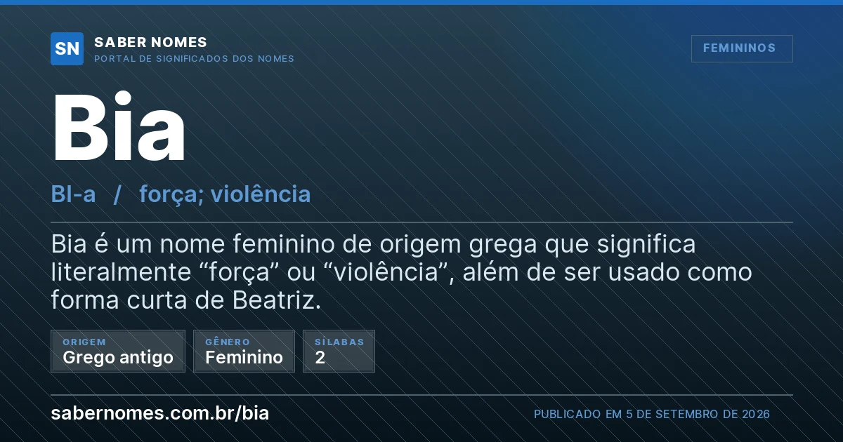 Imagem com o significado do nome Bia