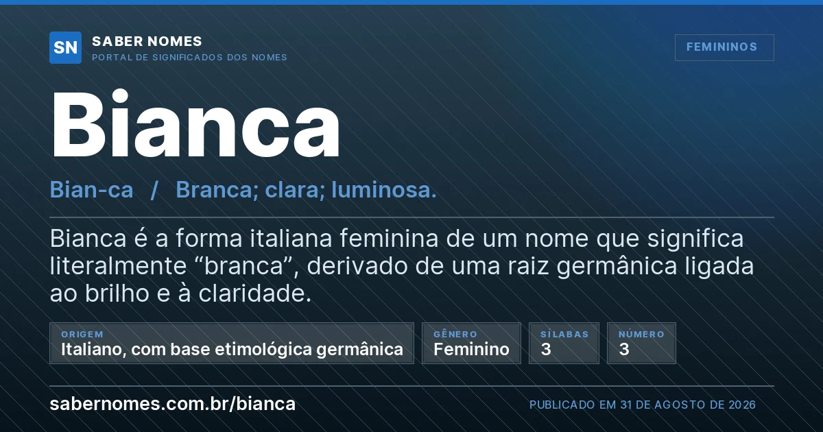 Imagem com o significado do nome Bianca