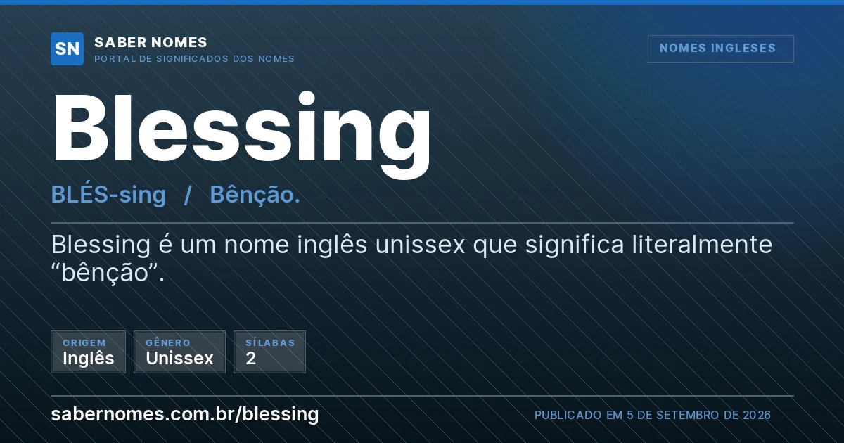 Imagem com o significado do nome Blessing