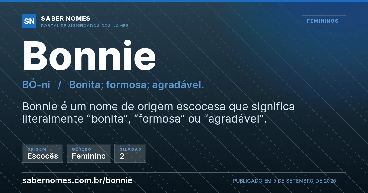 Imagem com o significado do nome Bonnie