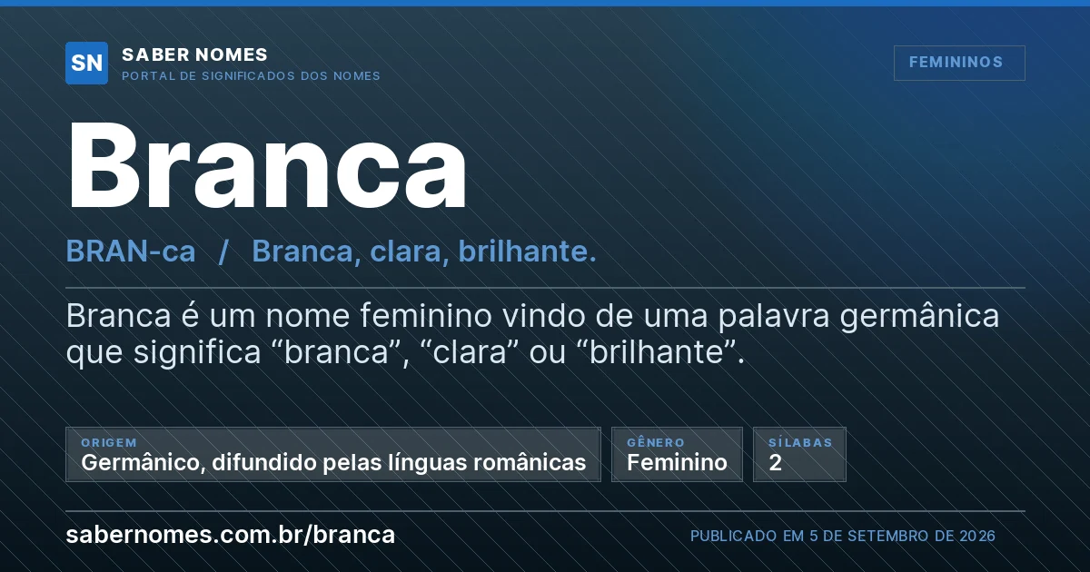 Imagem com o significado do nome Branca
