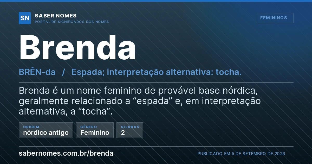 Imagem com o significado do nome Brenda