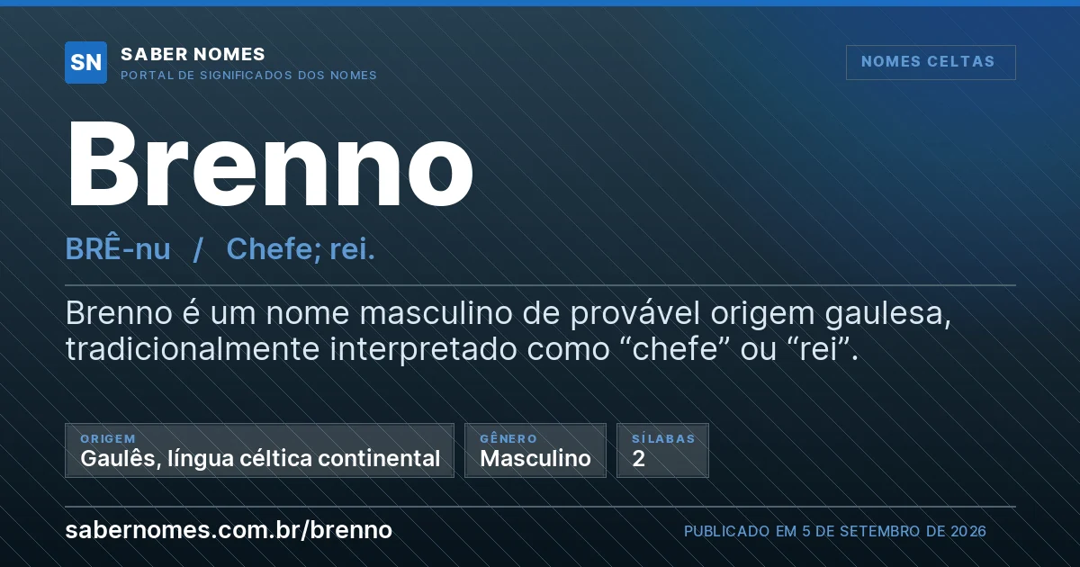 Imagem com o significado do nome Brenno