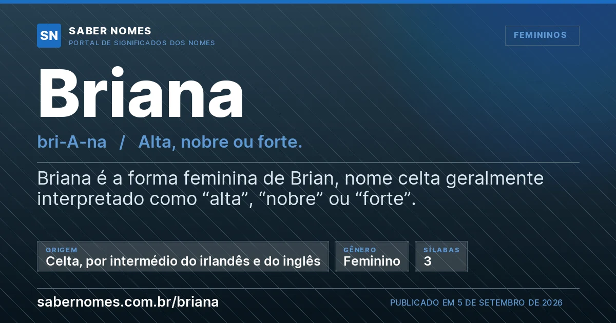 Imagem com o significado do nome Briana