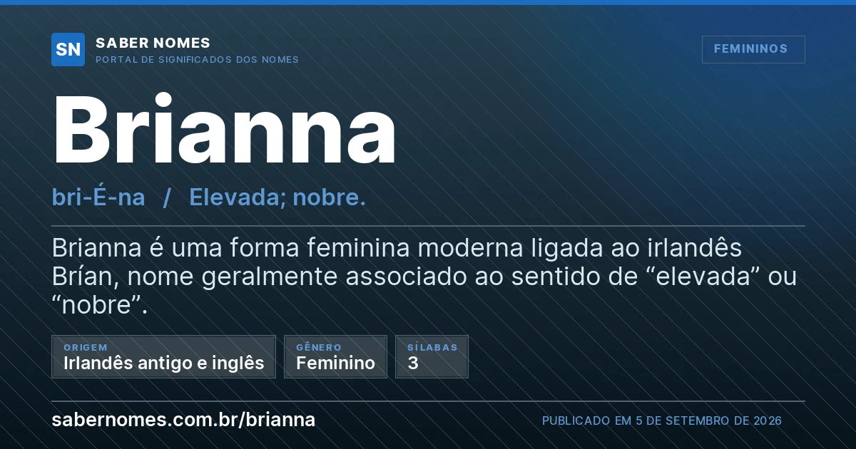 Imagem com o significado do nome Brianna