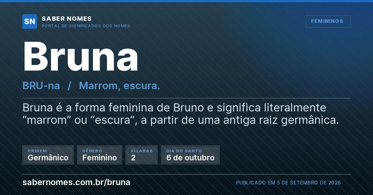 Imagem com o significado do nome Bruna