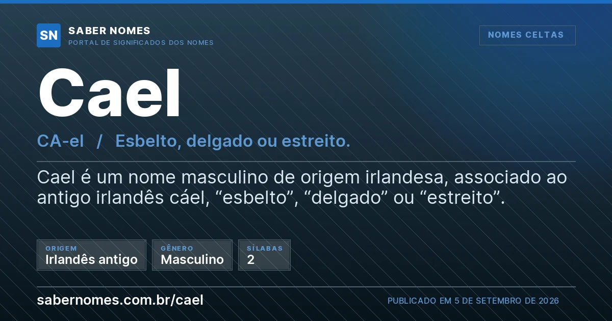Imagem com o significado do nome Cael