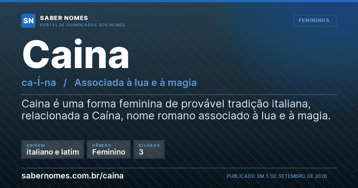 Imagem com o significado do nome Caina