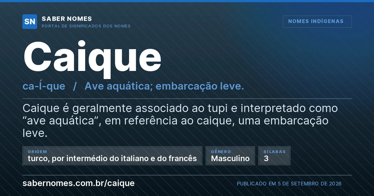 Imagem com o significado do nome Caique