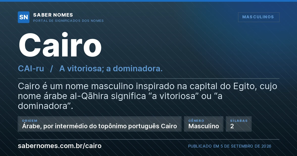 Imagem com o significado do nome Cairo
