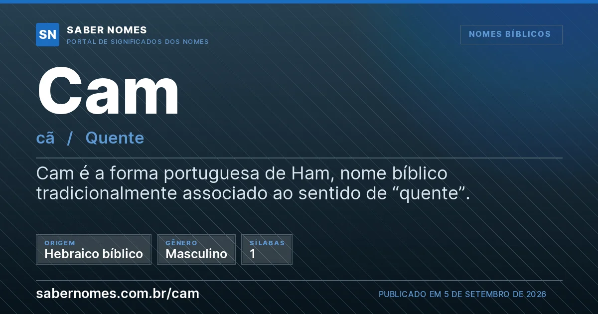 Imagem com o significado do nome Cam