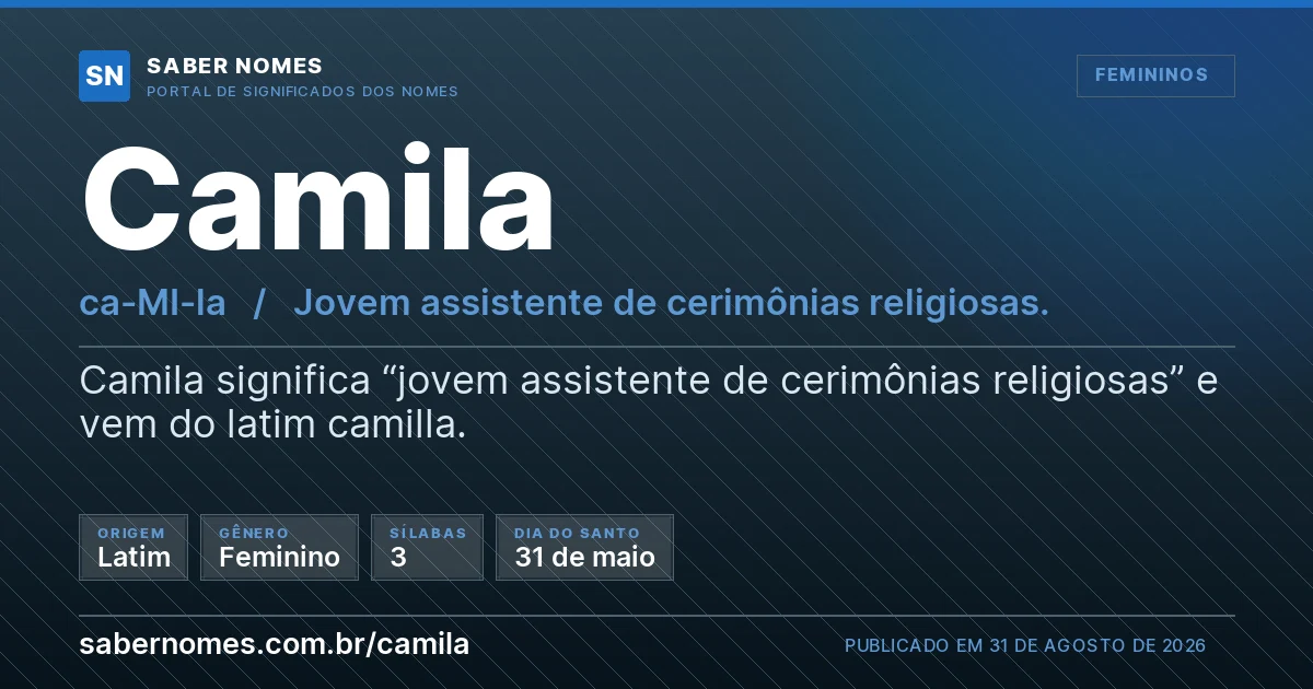 Imagem com o significado do nome Camila